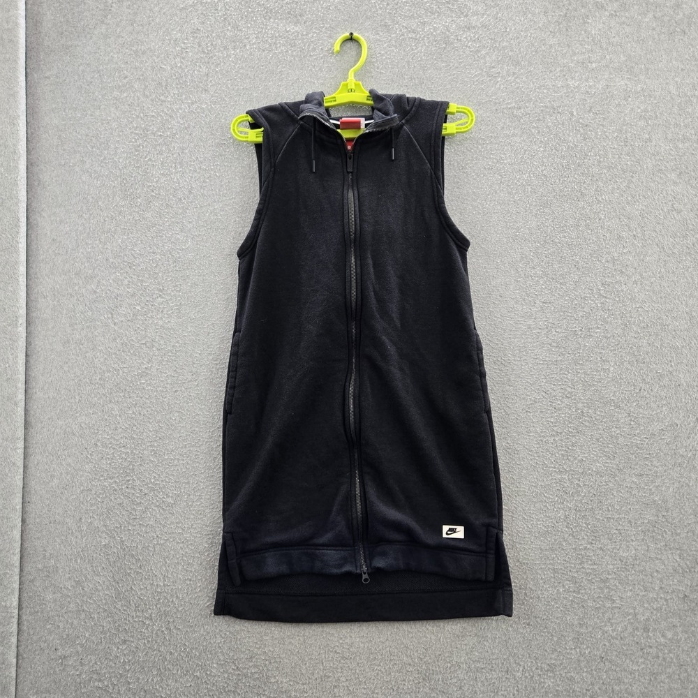 Nike Women Dress S Black Hooded Vest Zipper Sleeveless